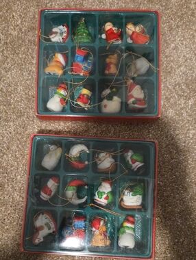 Vintage Miniature Christmas Ornament Sets - Set of 24 (2 Boxes)
